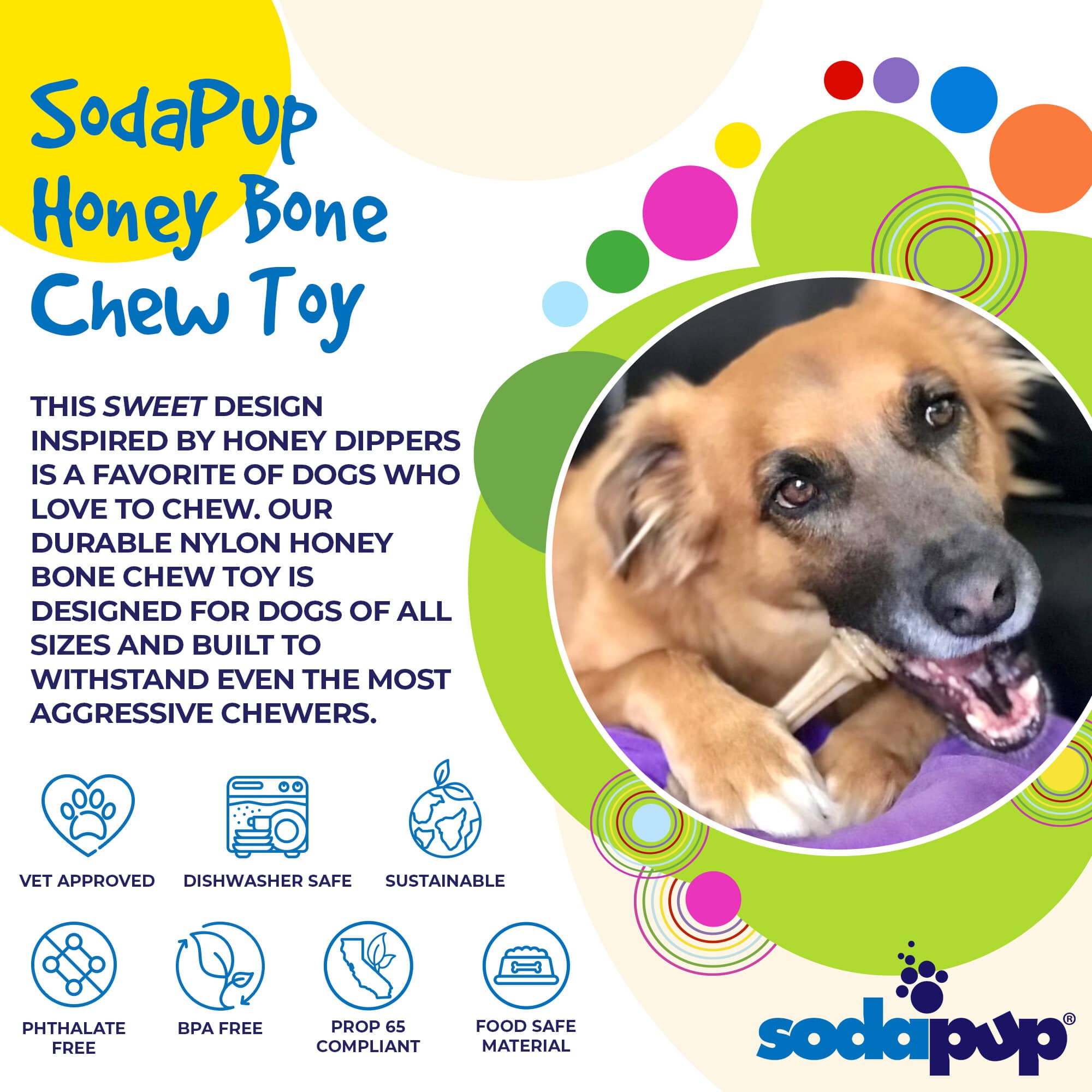 Honey Bone Nylon Dog Toy for Aggressive Chewers | Indestructible | USA Made