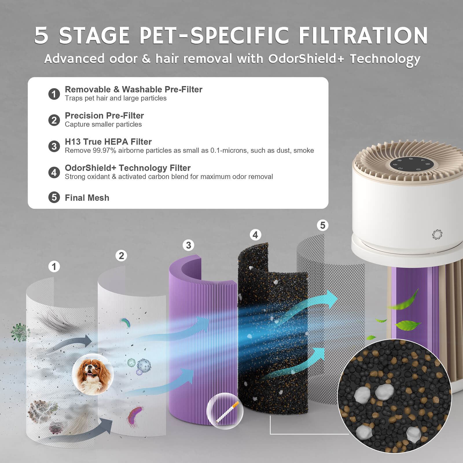 Purificateur d'air pour animaux de compagnie Glory Days AGH400