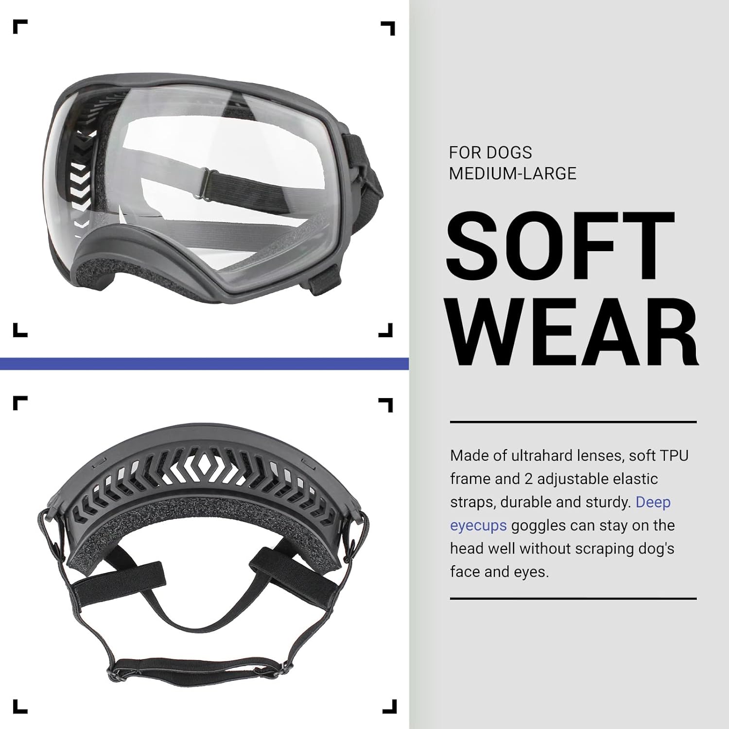 Motorcycle Dog Goggles Tactical Windproof For Large Dog