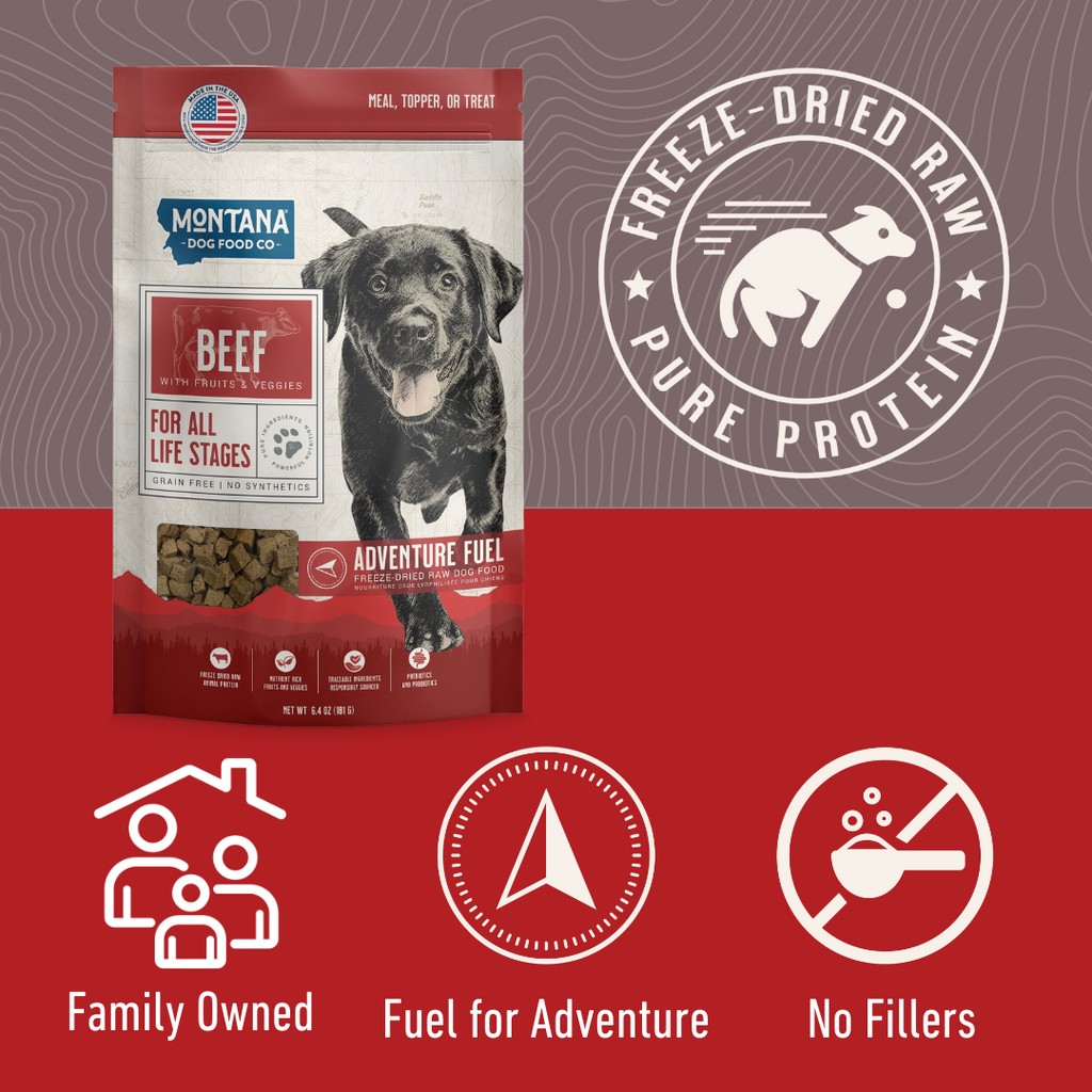 Nourriture Crue Lyophilisée pour Chiens au Bœuf sans Céréales Adventure Fuel