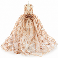 Handmade Luxury Sequin Dog Evening Dress with Train – Couture Gold Pet Gown for Weddings & Red Carpet Style