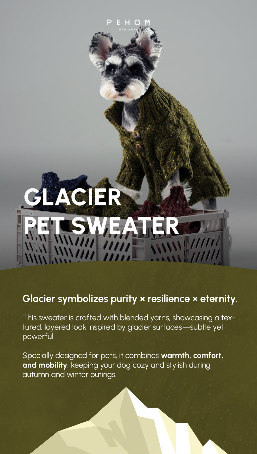 PULL POUR ANIMAL GLACIER - VERT OLIVE