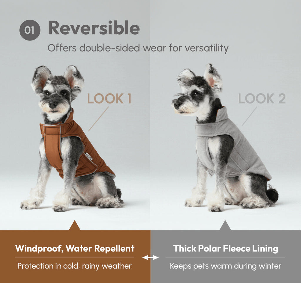 Gilet réversible pour chien - Orange Gris