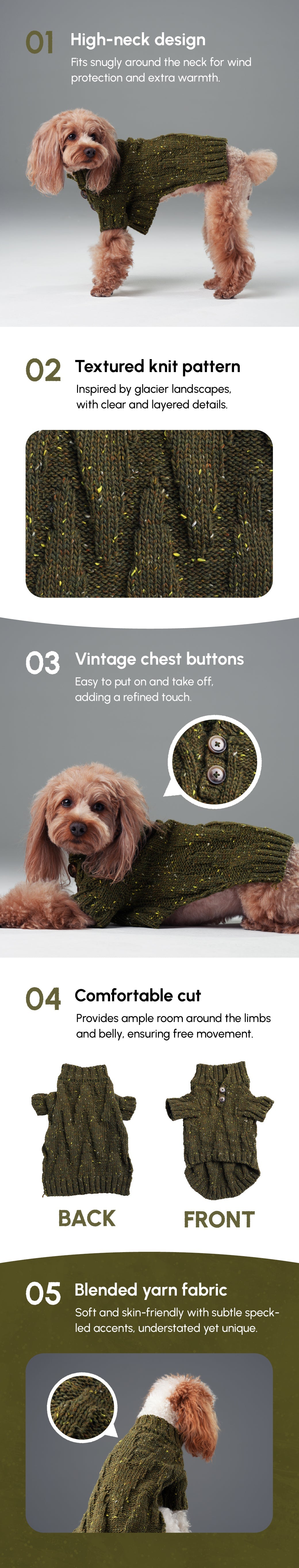 PULL POUR ANIMAL GLACIER - VERT OLIVE
