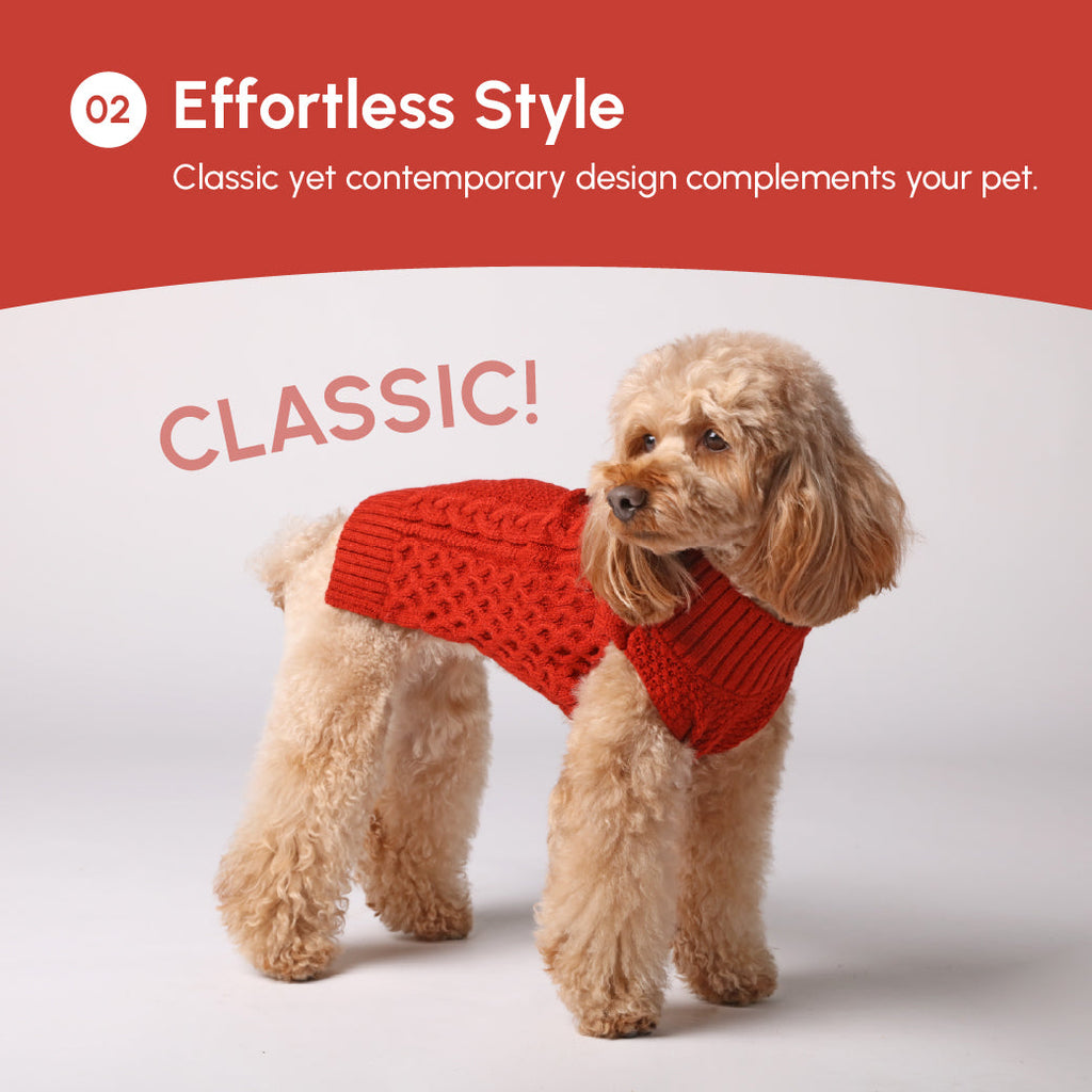 Gilet de chandail pour animaux de compagnie - Rouge