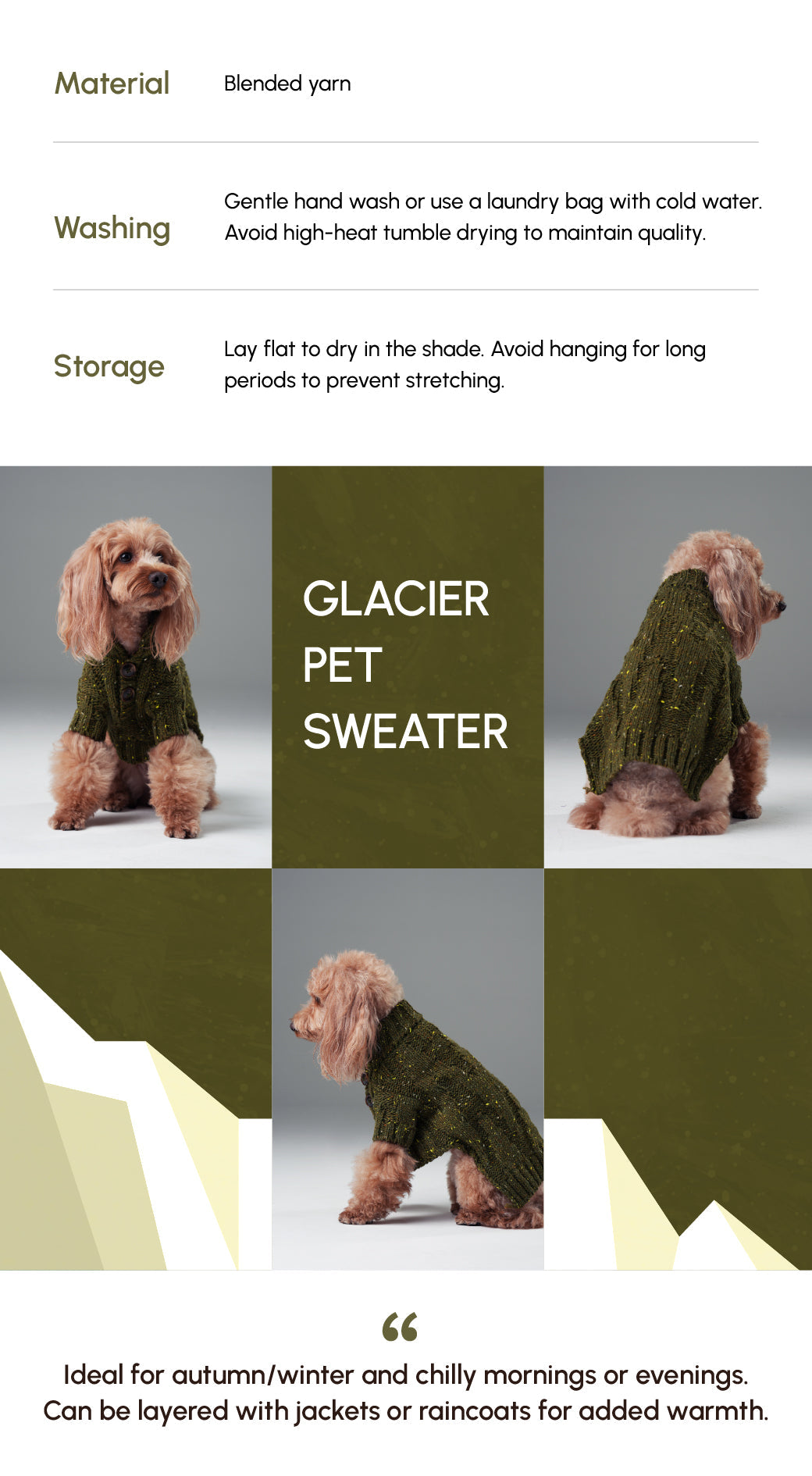 PULL POUR ANIMAL GLACIER - VERT OLIVE