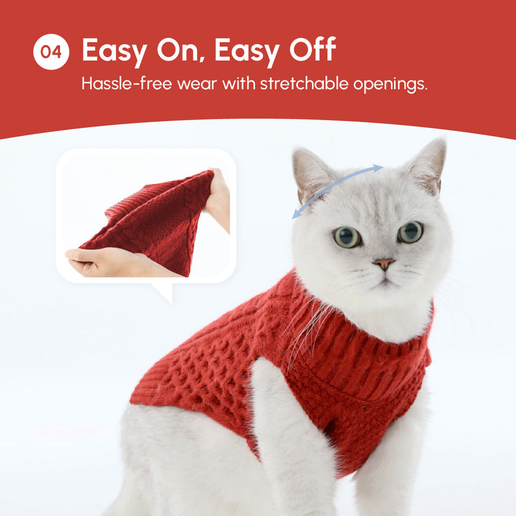Gilet de chandail pour animaux de compagnie - Rouge