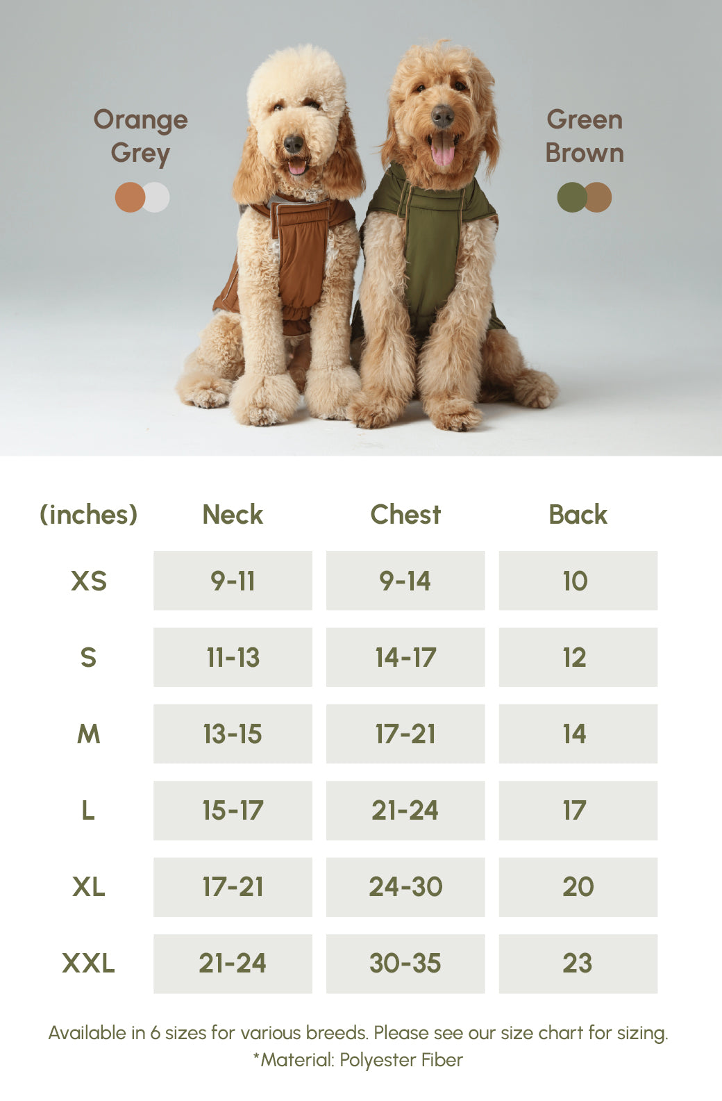 Gilet réversible pour chien - Vert marron