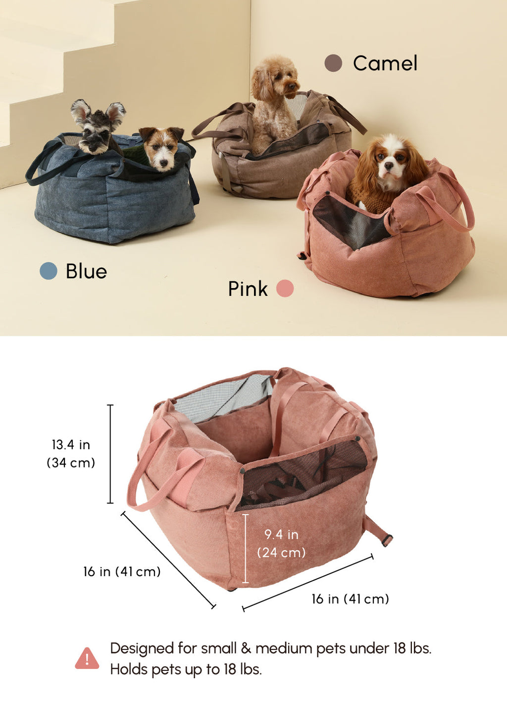 Siège auto pour chien Puff Guard - Rose
