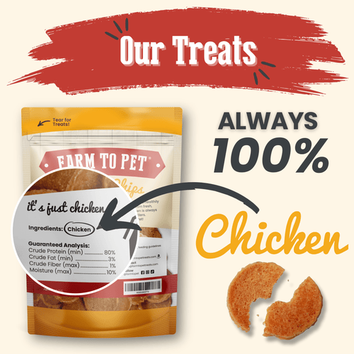Chips de poulet pour chiens | Friandises pour chiens entièrement naturelles à ingrédient unique
