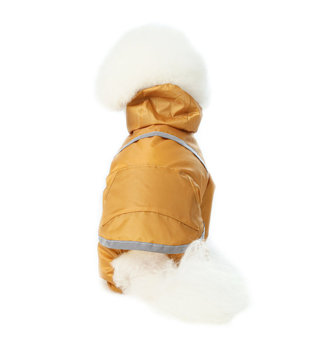 Veste pour chien imperméable, ultralégère et entièrement couvrante avec capuche - Jaune