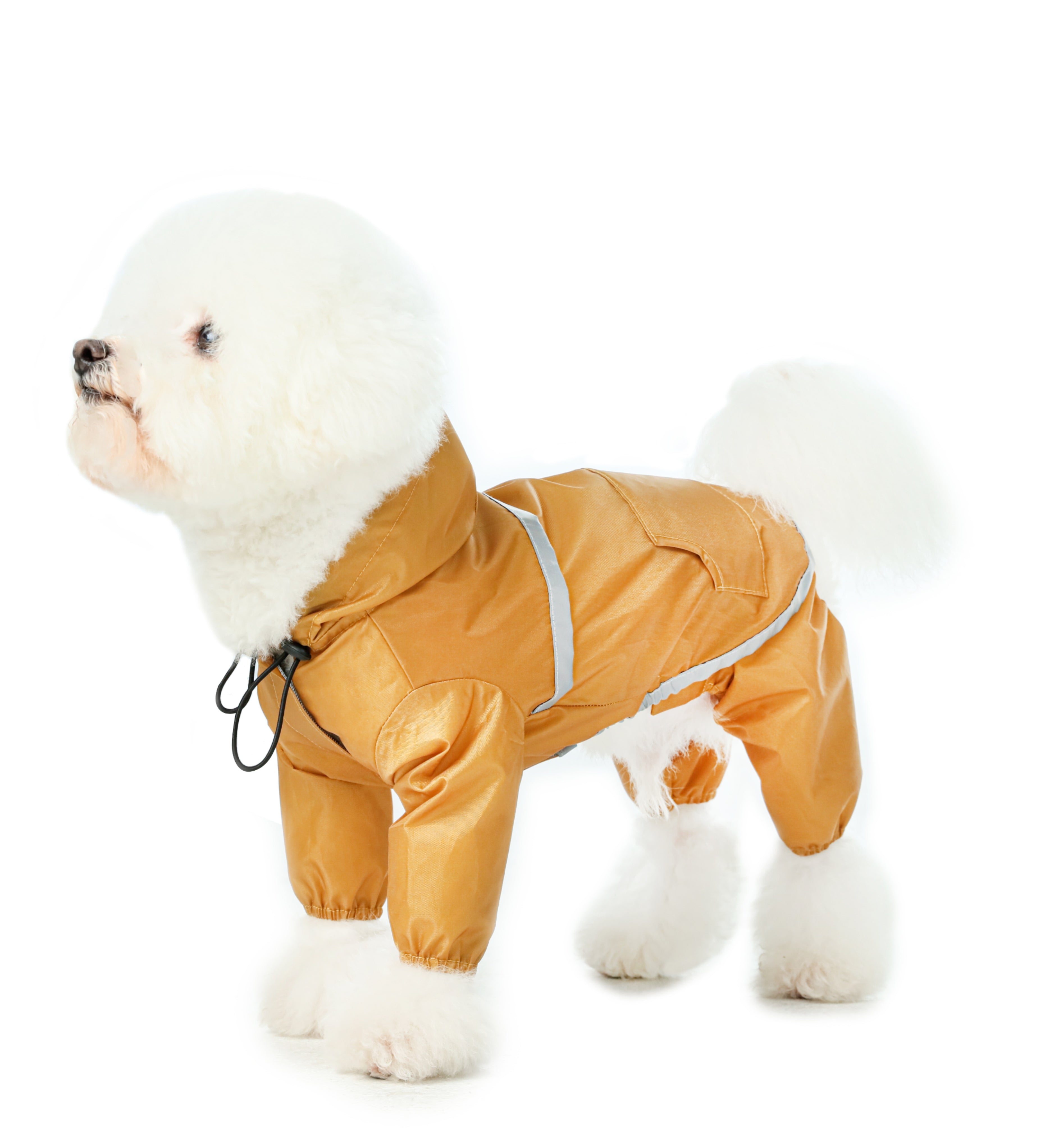 Veste pour chien imperméable, ultralégère et entièrement couvrante avec capuche - Jaune