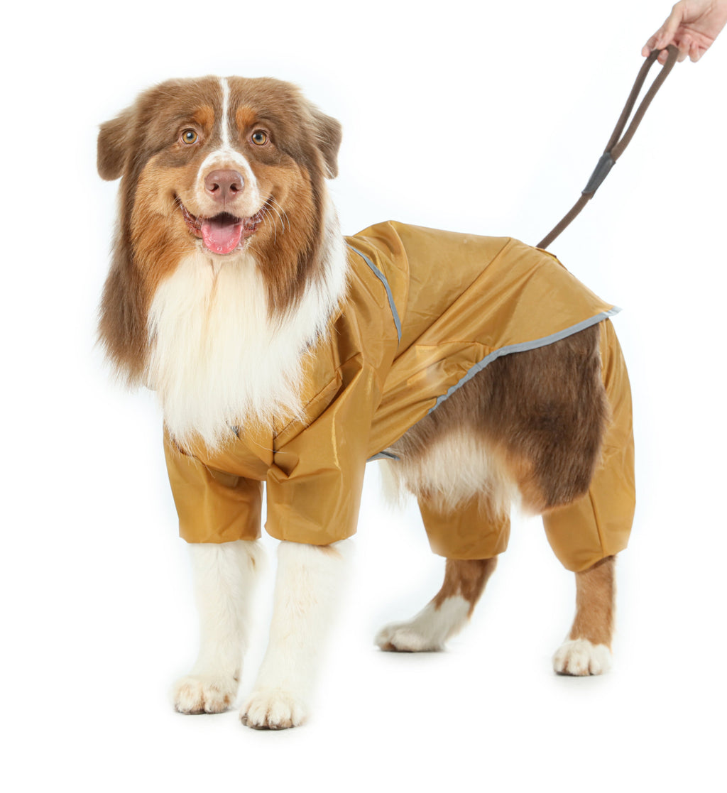 Veste pour chien imperméable, ultralégère et entièrement couvrante avec capuche - Jaune
