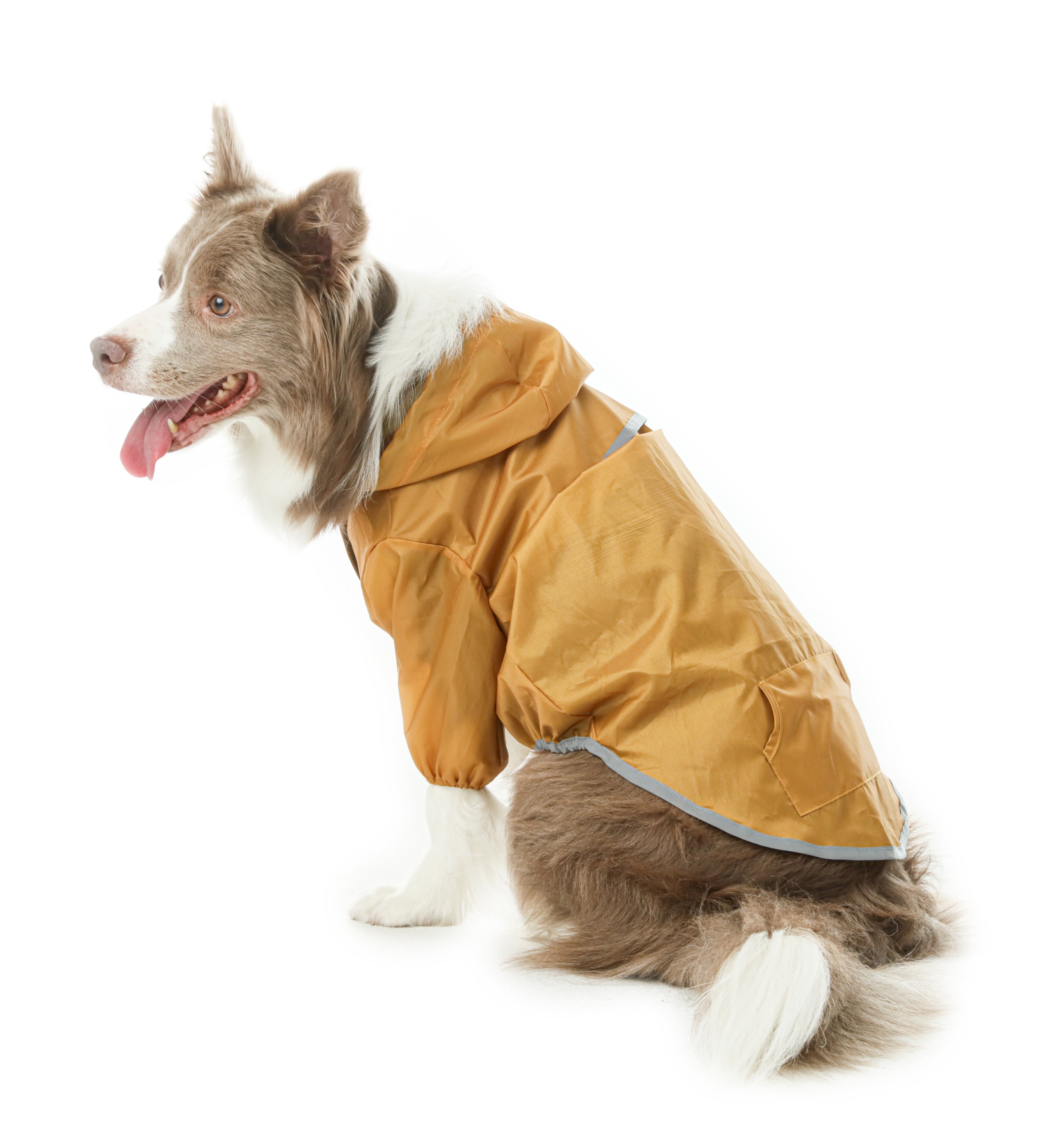 Veste pour chien imperméable, ultralégère et entièrement couvrante avec capuche - Jaune
