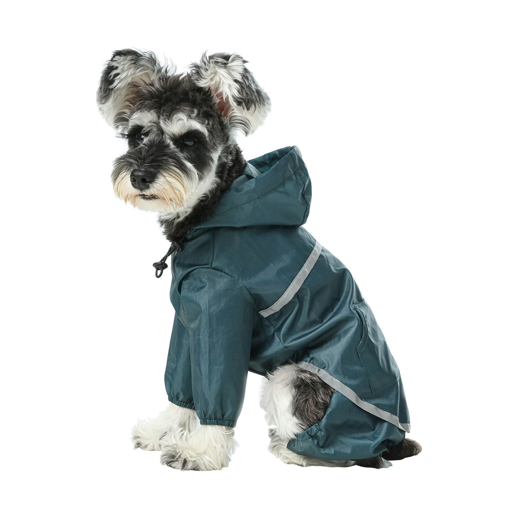 Veste imperméable à capuche intégrale ultralégère pour chien - Bleu