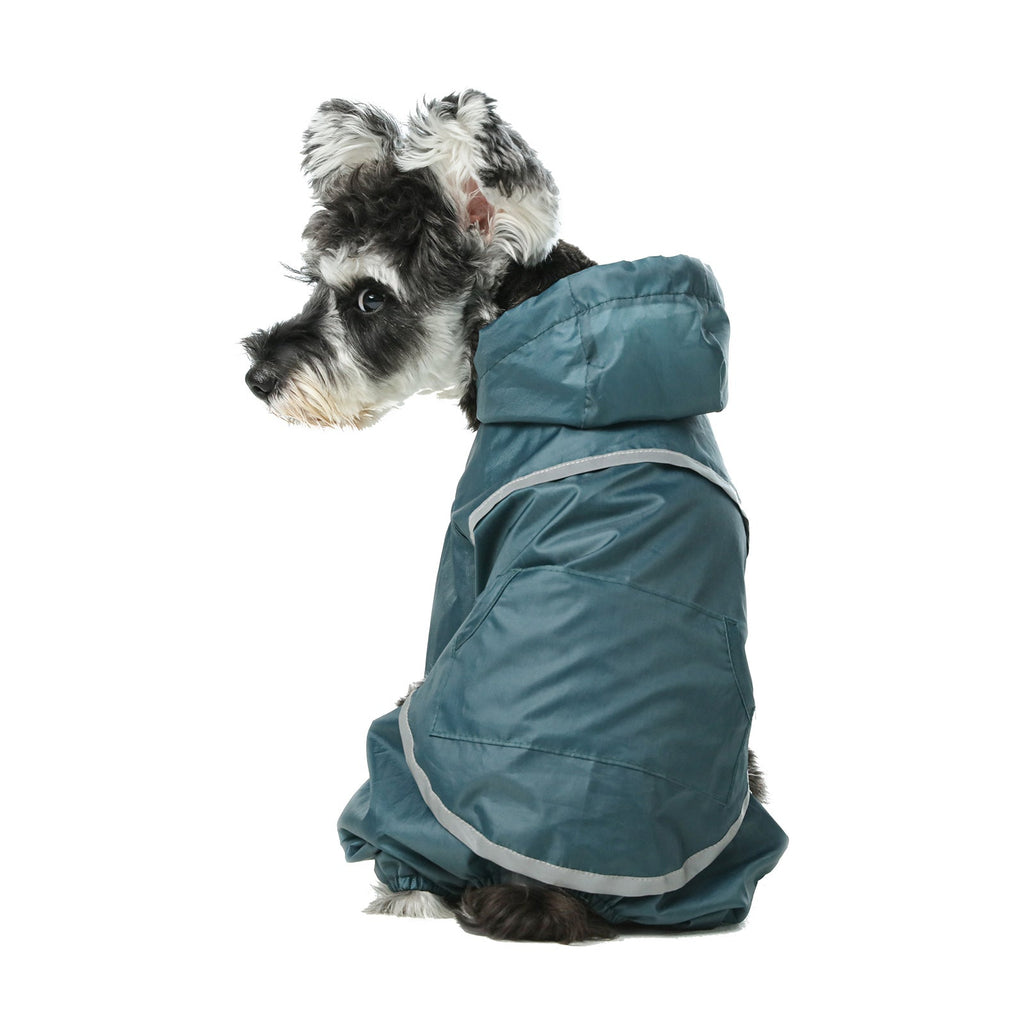 Veste imperméable à capuche intégrale ultralégère pour chien - Bleu
