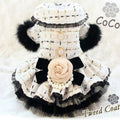 Handmade Luxury Tweed Dog Dress with Fur Trim | Designer Small Dog Coat Dress