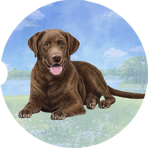 Sous-verre de voiture Labrador (chocolat) couché
