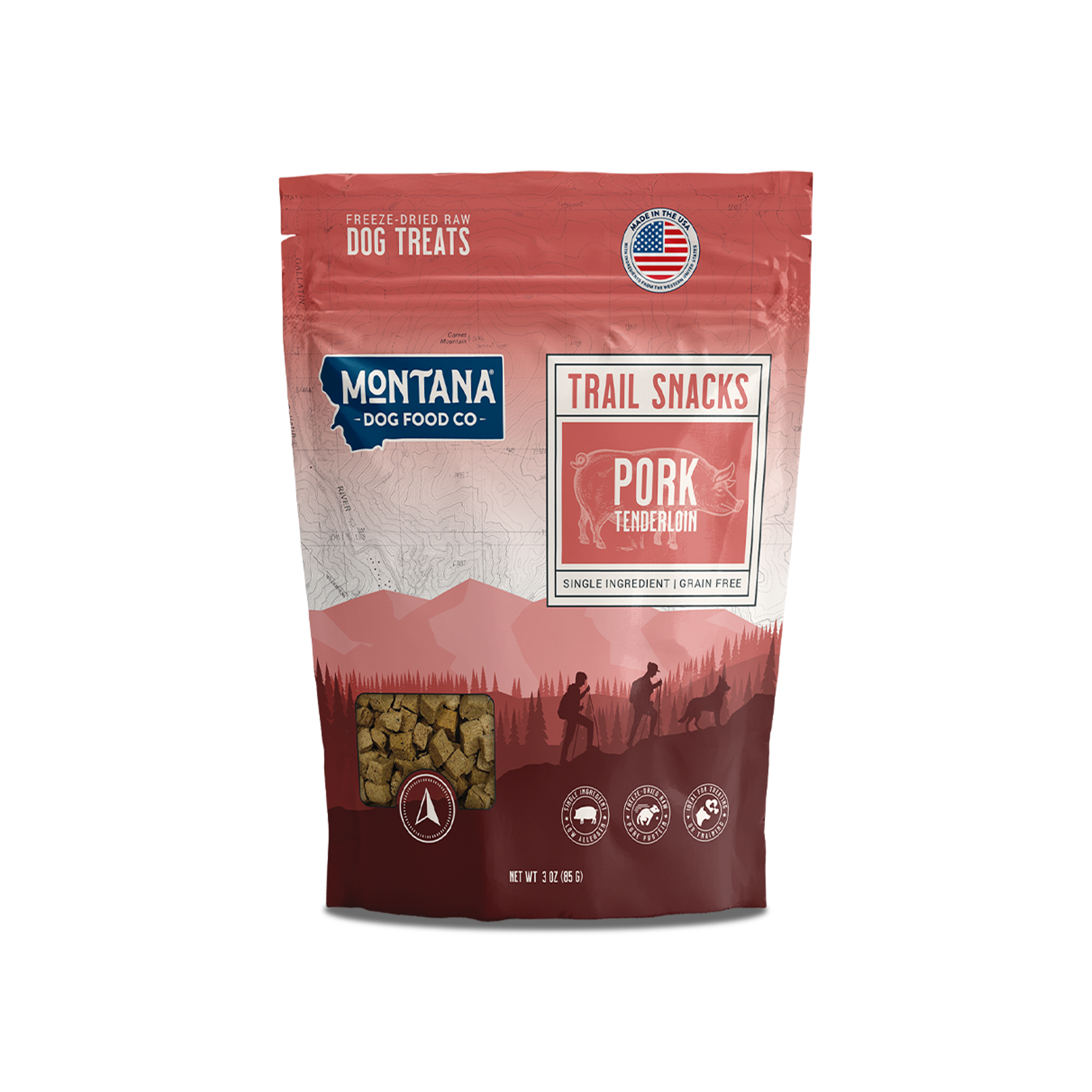 Friandises de porc lyophilisées crues pour chiens 3 oz