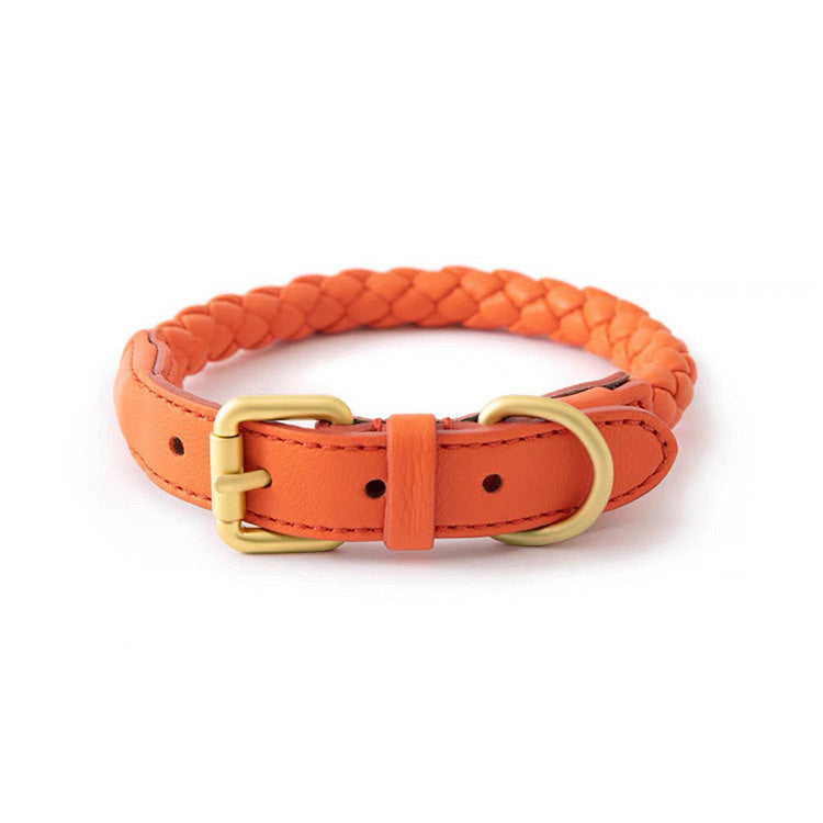Luxury Braided Leather Dog Collar+Leash Set – Eco-Friendly, Durable, Stylish