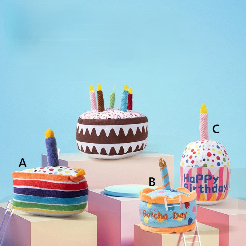 Gâteau d'anniversaire en peluche couineur pour chien