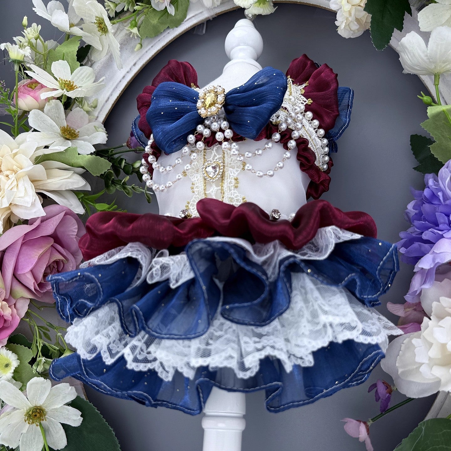 Handmade Luxury Dog Dress Royal Style Lace Tutu