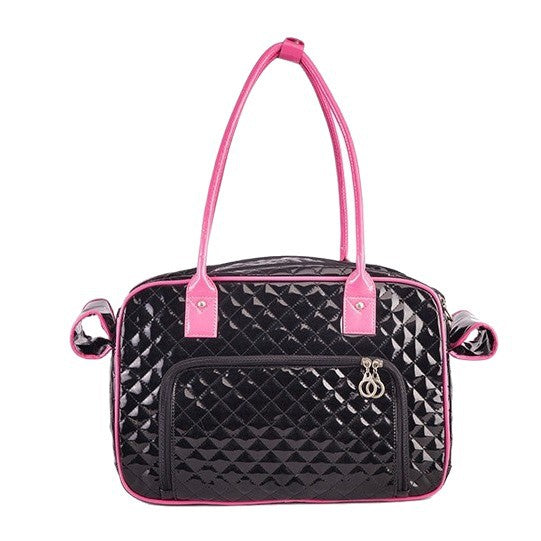 Pet Carrier Bag – Glossy Quilted Design with Safety Strap