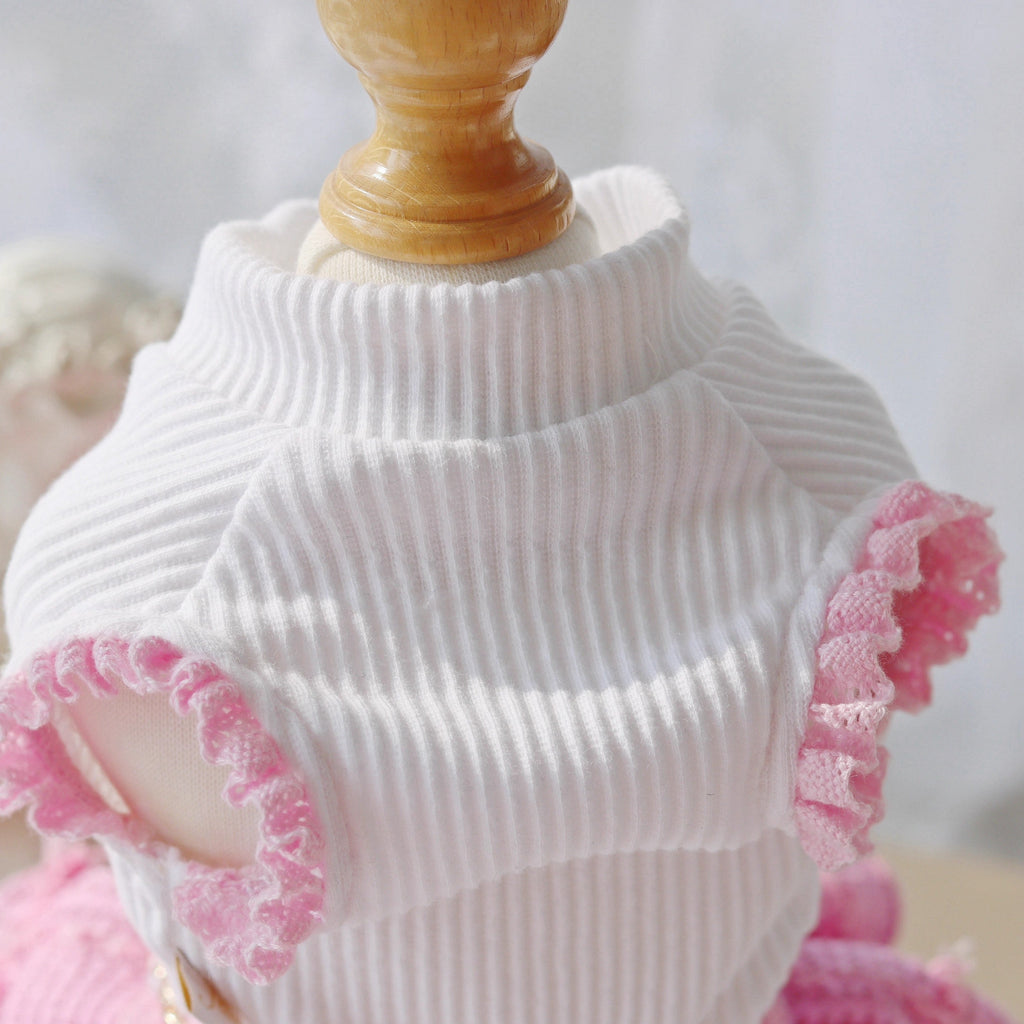Handmade Chic Puppy Suit Pink Tweed Skirt Outfit