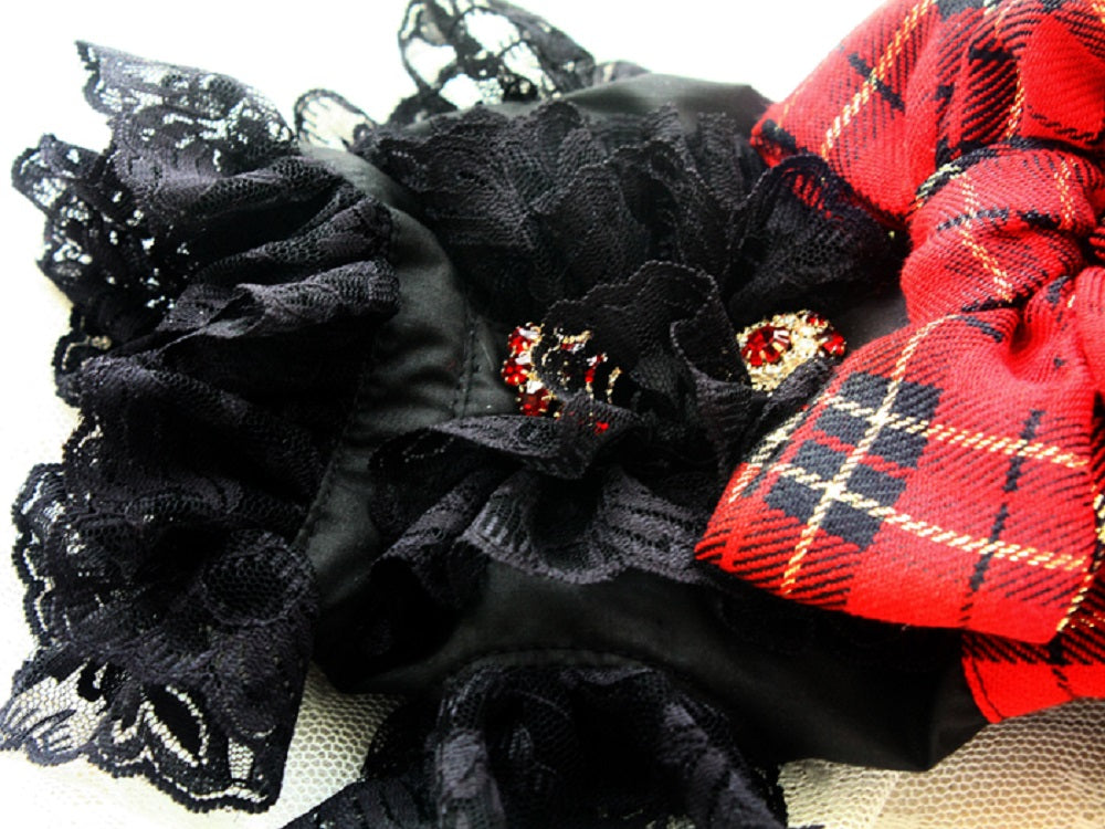 Handmade Pet shirt Uniform plaid skirt