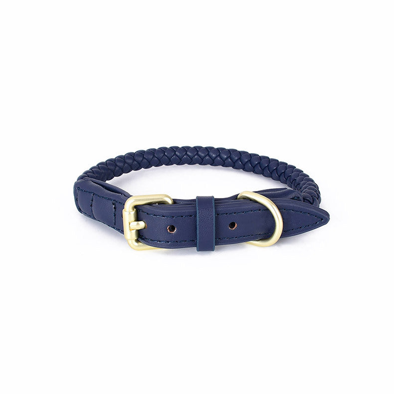 Luxury Braided Leather Dog Collar+Leash Set – Eco-Friendly, Durable, Stylish