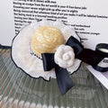 Dog straw hat Camelia Chanel style