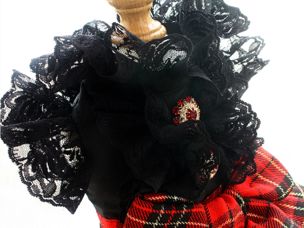 Handmade Pet shirt Uniform plaid skirt