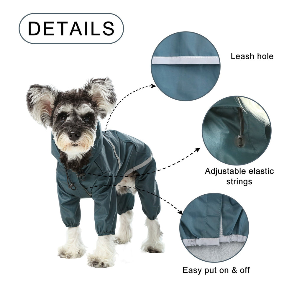 Veste imperméable à capuche intégrale ultralégère pour chien - Bleu