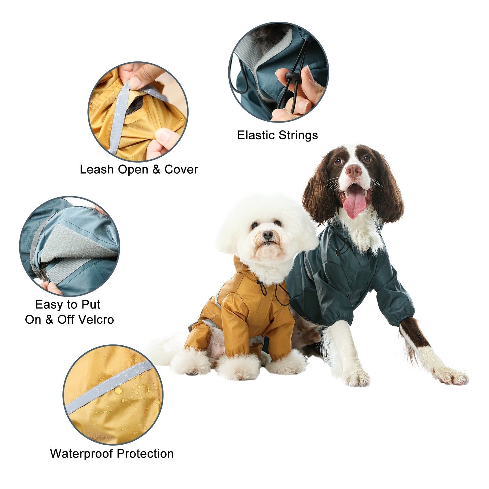 Veste imperméable à capuche intégrale ultralégère pour chien - Bleu