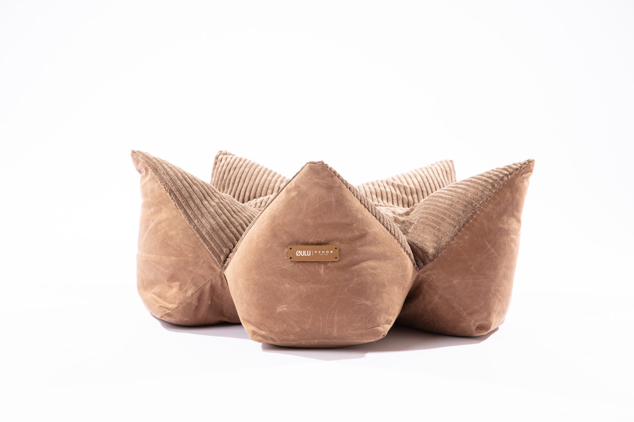 OULU X PEHOM - LIT COUSSIN DOUILLET POUR ANIMAUX DE COMPAGNIE - Bleu marine / Vert olive / Brun canyon