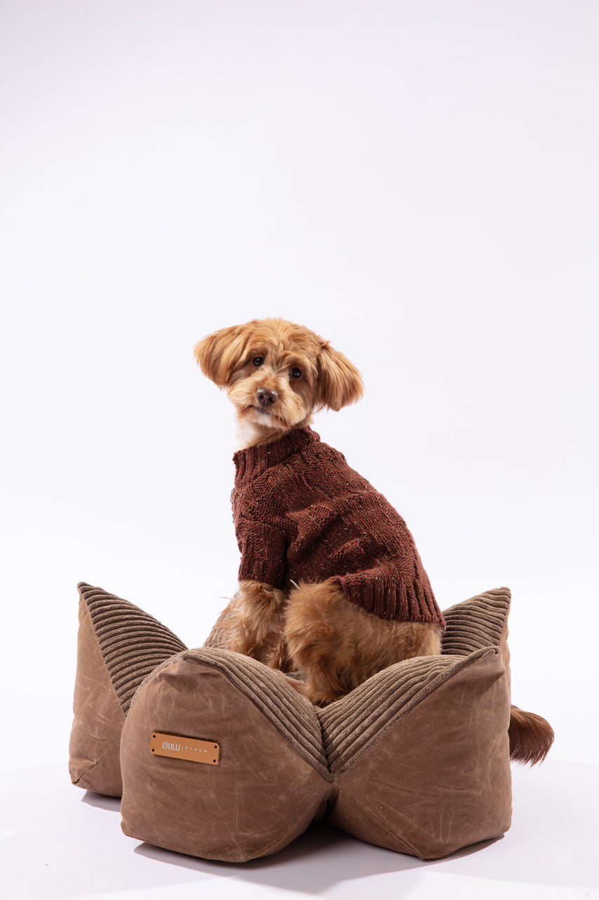 OULU X PEHOM - LIT COUSSIN DOUILLET POUR ANIMAUX DE COMPAGNIE - Bleu marine / Vert olive / Brun canyon