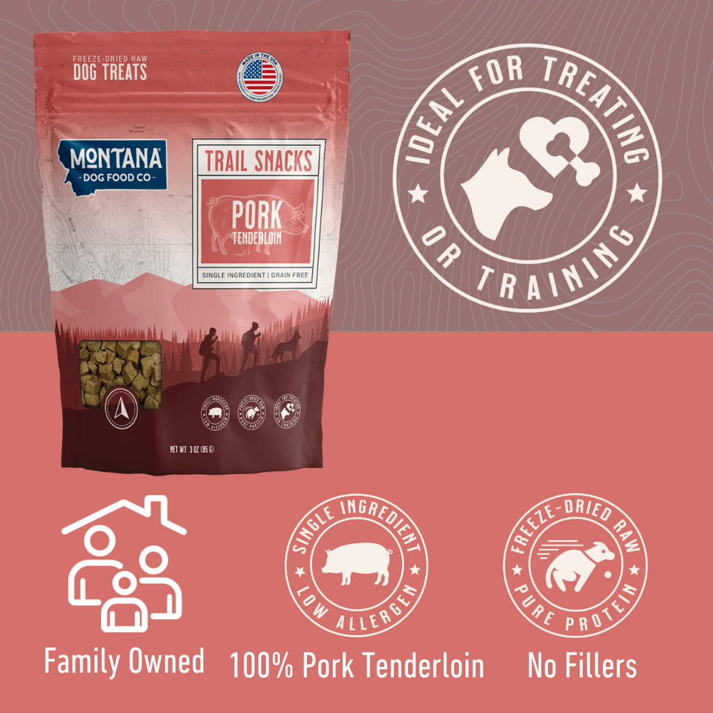 Friandises de porc lyophilisées crues pour chiens 3 oz