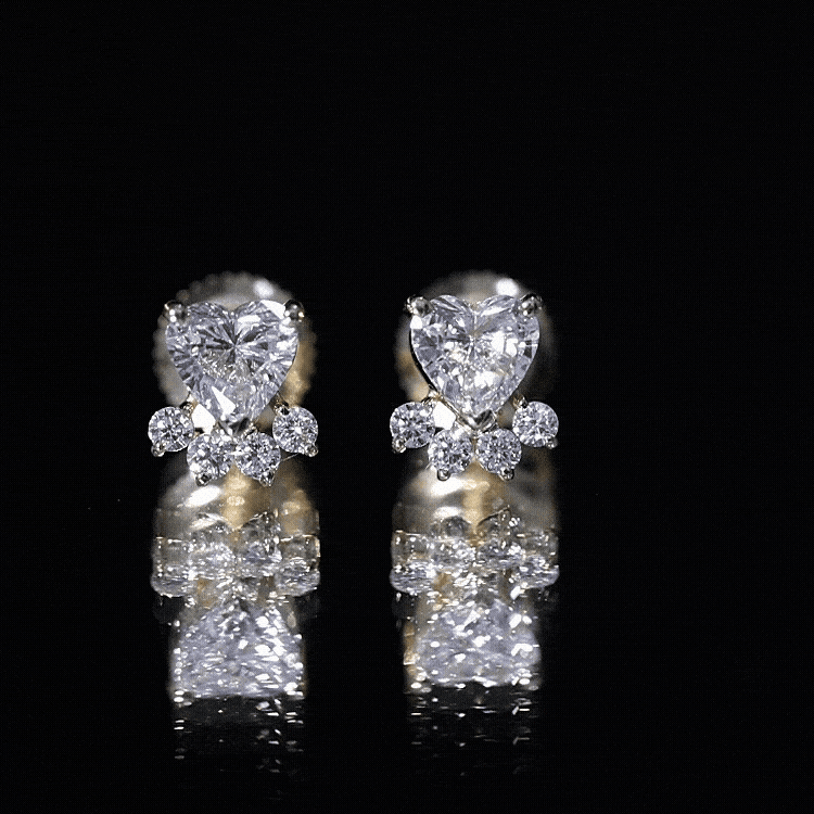 Boucles d'oreilles clous en forme de patte de chien, diamant de laboratoire certifié