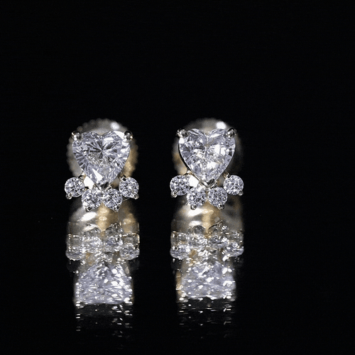 Boucles d'oreilles clous en forme de patte de chien, diamant de laboratoire certifié
