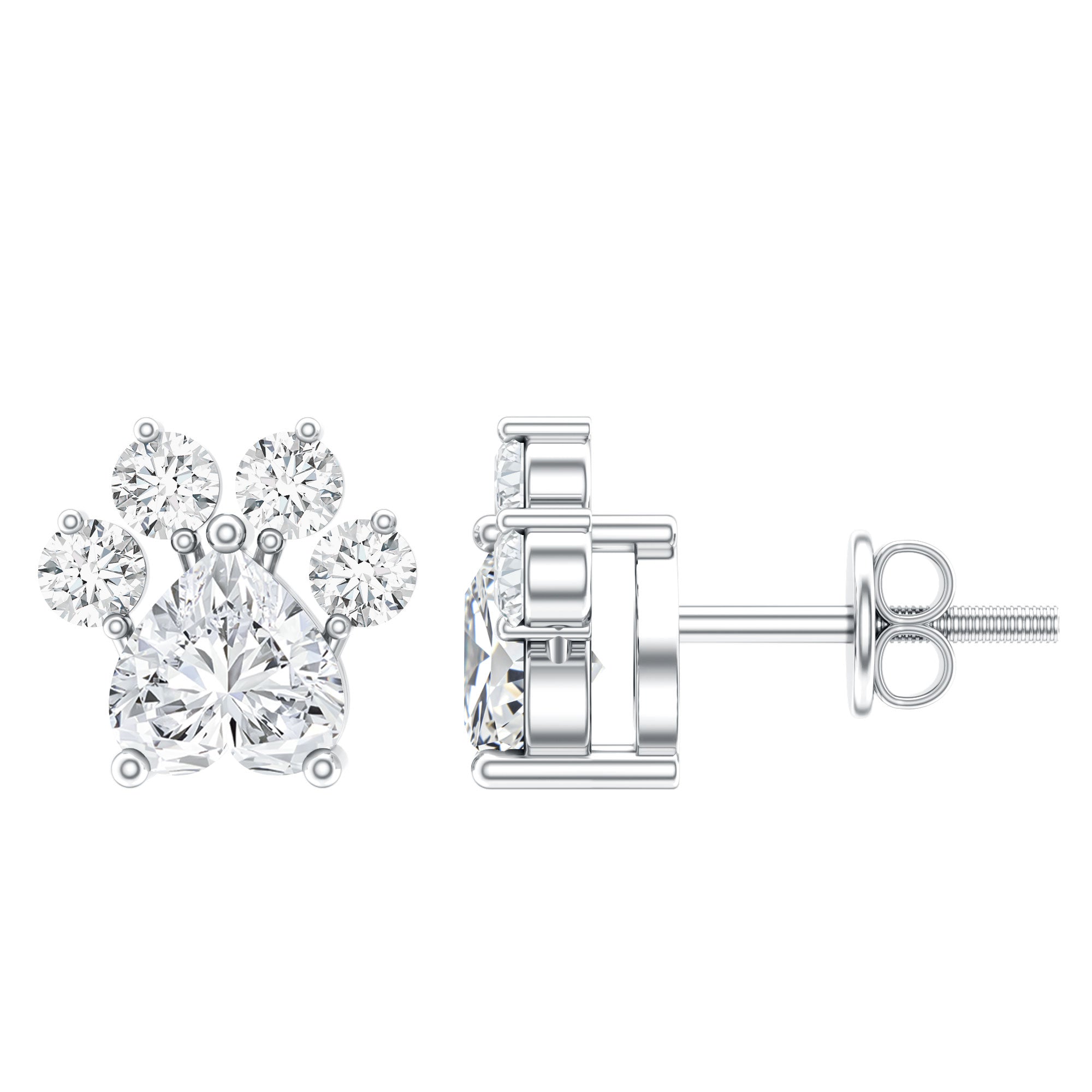 Certified Lab Grown Diamond Dog Paw Stud Earrings