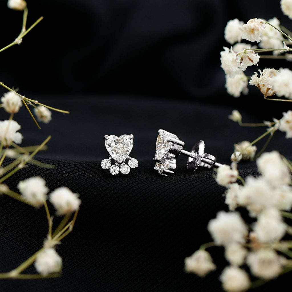 Boucles d'oreilles clous en forme de patte de chien, diamant de laboratoire certifié