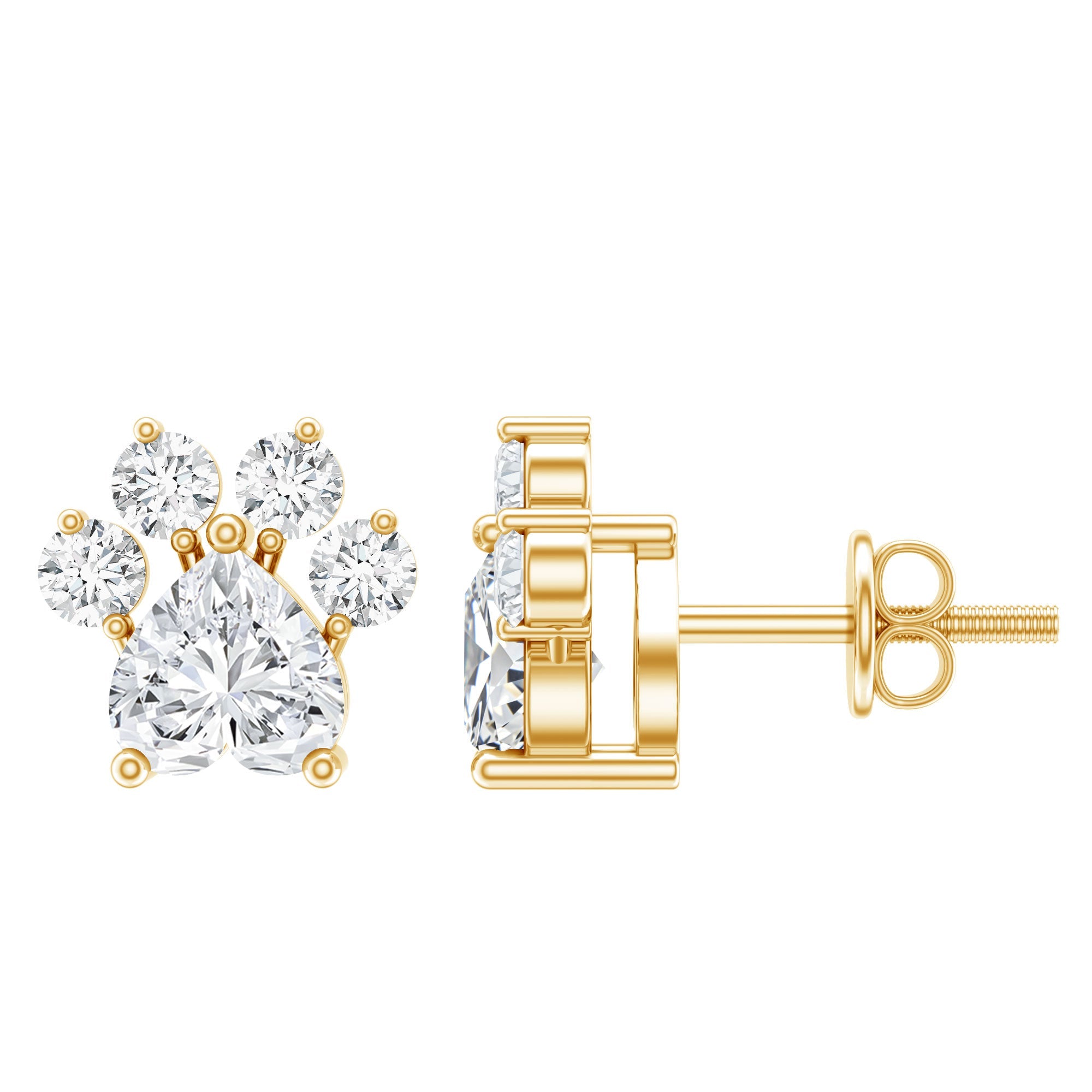 Certified Lab Grown Diamond Dog Paw Stud Earrings