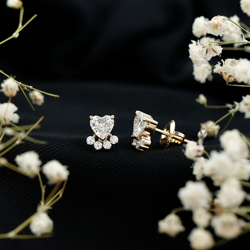 Boucles d'oreilles clous en forme de patte de chien, diamant de laboratoire certifié