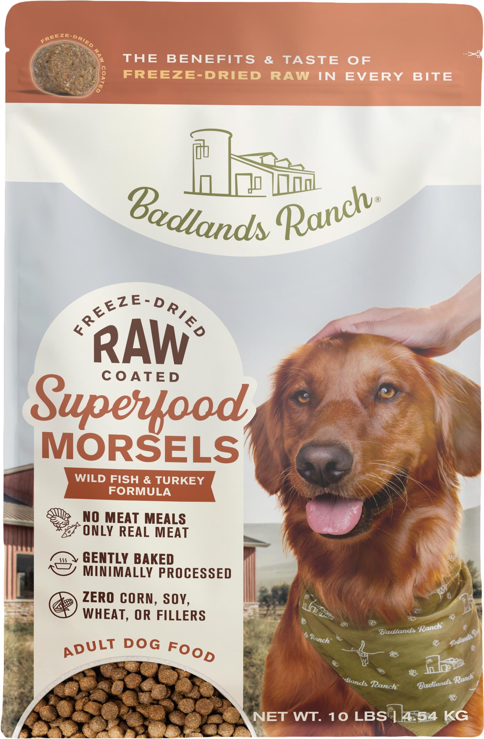 Pâtée pour chiens Superfood Complete à l'état cru, enrobée de poisson sauvage et de dinde