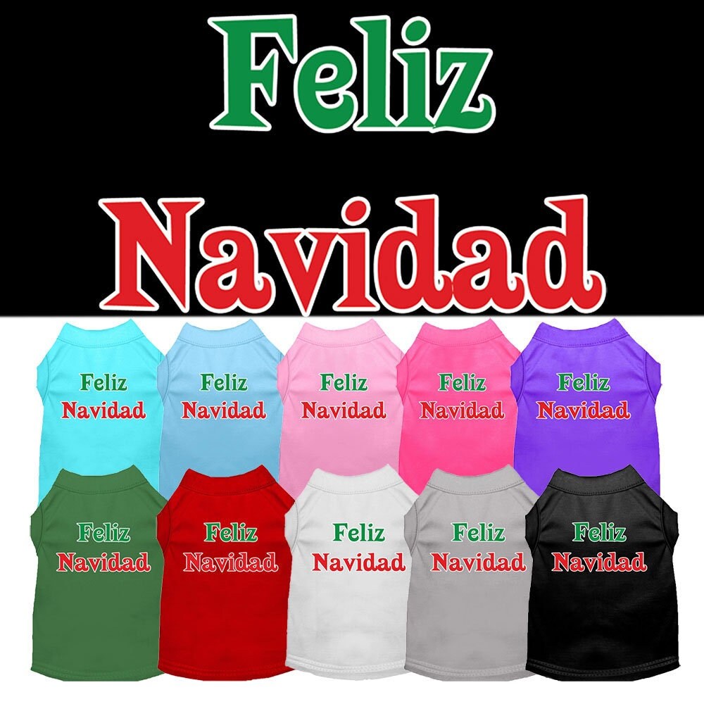 Chemise de Noël pour animaux de compagnie, « Feliz Navidad »