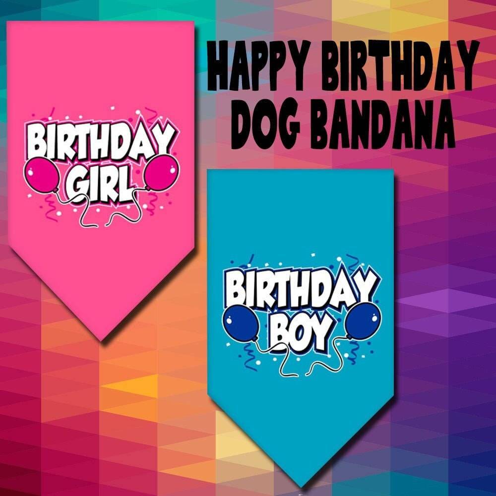 Bandana pour animaux de compagnie et chiens, sérigraphiée, « Fille d'anniversaire » ou « Garçon d'anniversaire »