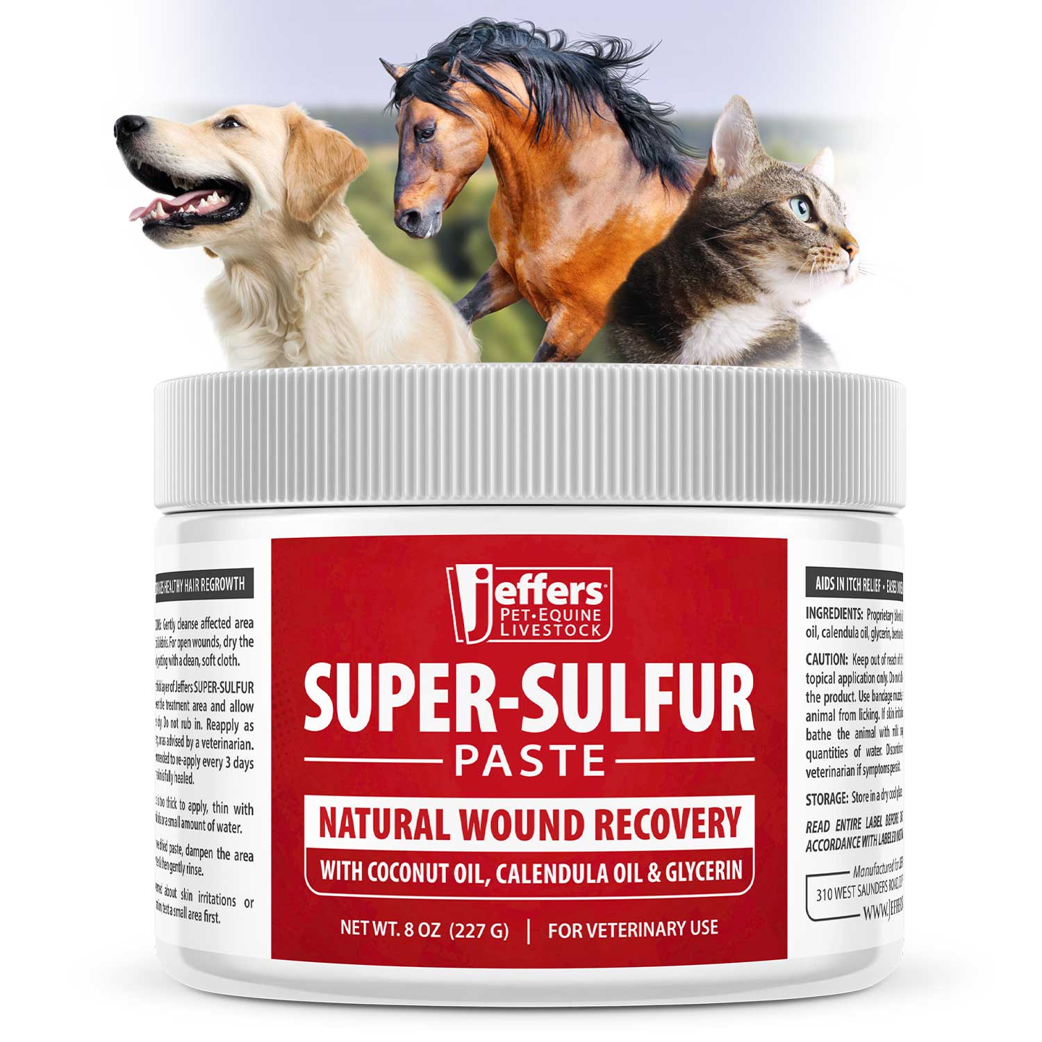 Pâte Jeffers Super-Sulfur pour la peau et la cicatrisation des plaies pour animaux de compagnie, chevaux et bétail