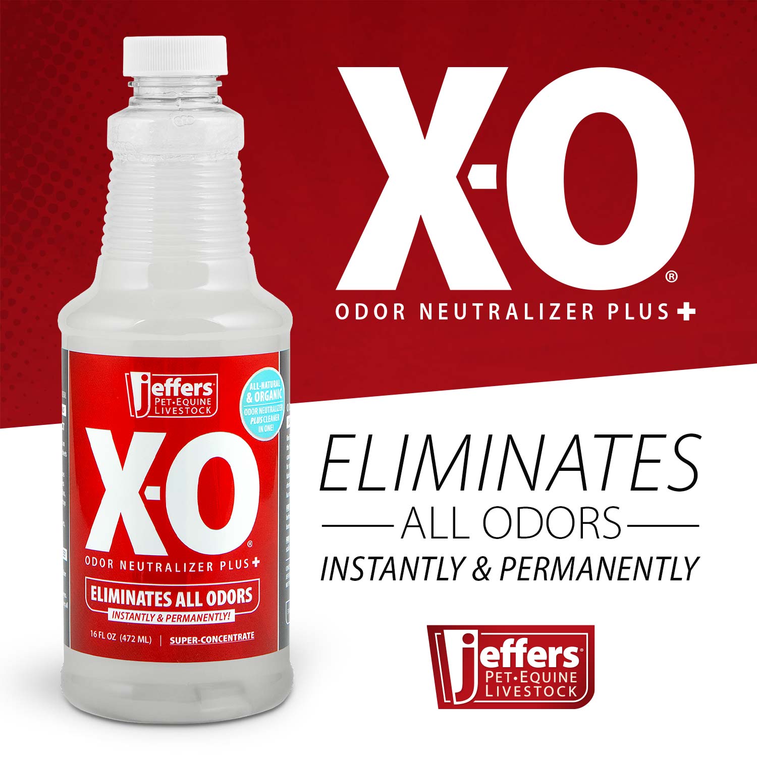 Jeffers X-O Désodorisant et nettoyant concentré pour animaux de compagnie