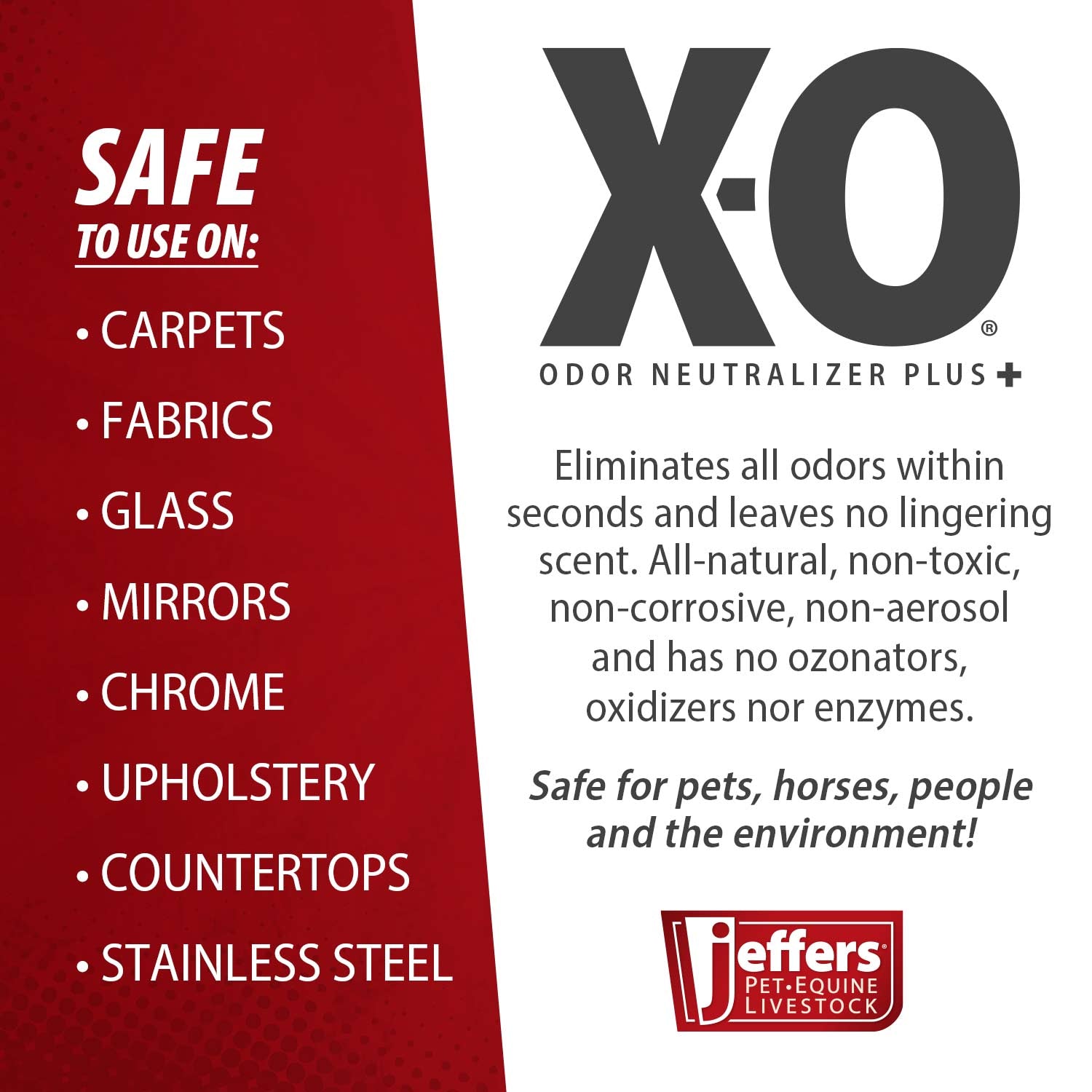 Jeffers X-O Désodorisant et nettoyant concentré pour animaux de compagnie