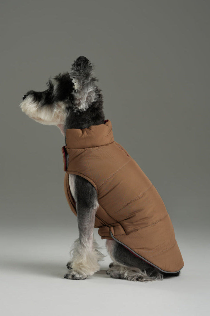 Doudoune réversible pour chien - Rouge Marron